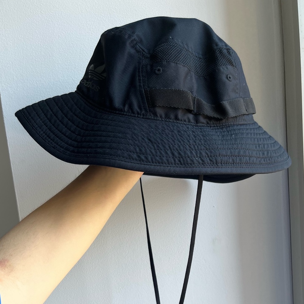 ADIDAS — Drawstring Bucket Hat (Black) — One Size - Picture 5 of 6